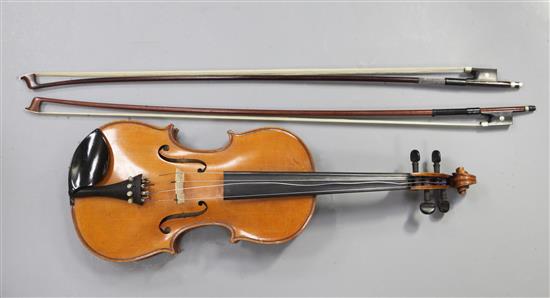 A violin with two-piece back 22.5in.